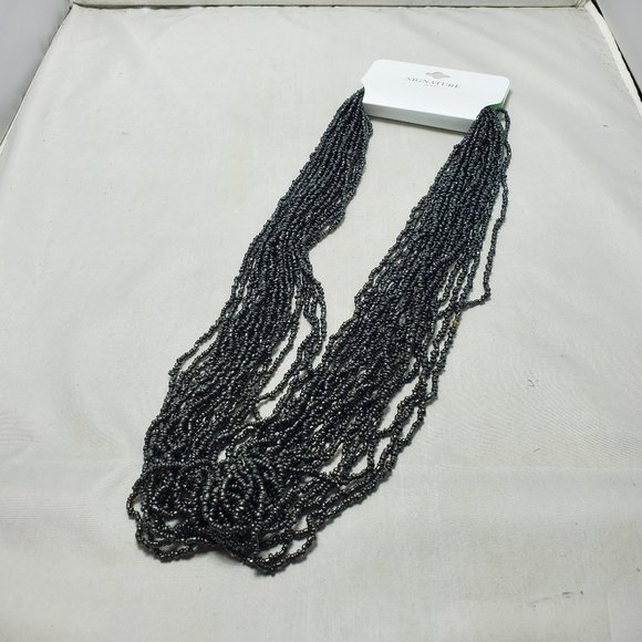 Signature black seed bead multi strand necklace 20 strand - Picture 2 of 6